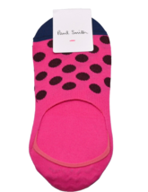 Paul Smith Men&#39;s Pink Blue Black Dots Cotton Low Cut No Show Socks Italy... - $23.19