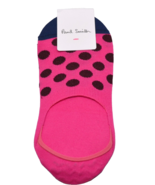 Paul Smith Men&#39;s Pink Blue Black Dots Cotton Low Cut No Show Socks Italy... - £18.32 GBP