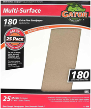 Gator 9&quot; X 11&quot; Multi-Surface Sanding Sheets, 180 Grit, 25 Pack - £14.57 GBP