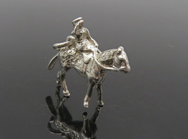 925 Sterling Silver - Vintage Petite Shiny Man On Horse Drop Pendant - PT6827 - £23.14 GBP