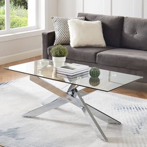 Rectangular Modern Coffee Table In Silver, Measuring 47.3&quot; L By 23.06&quot; W By - £131.38 GBP