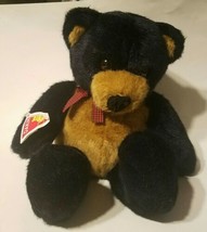 Vintage Dakin Gingham Teddy Black / Brown Bear Stuffed Animal Plush Toy 1992 Nwt - £40.02 GBP