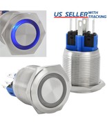 22Mm Latching Push Button Power Switch Stainless Steel W/ Blue Led Water... - £18.87 GBP