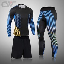 Quick Dry 3pcs/Sets Running Men Suit Rashguard Male Kit MMA Compression Clothing - £99.27 GBP