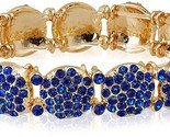 Nuovo Cohesive Jewels Decorato Color Oro Cristallo Blu Cz 6.5 &quot; Stretch - $19.99