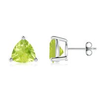 ANGARA Natural Peridot Stud Fine Earrings in Sterling Silver (Size-8mm) - $255.55+