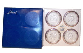 Vintage LEONARD Silversmiths SILVERPLATE &amp; CRYSTAL COASTER Set OF 4 NIB - €13,60 EUR