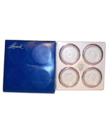 Vintage LEONARD Silversmiths SILVERPLATE &amp; CRYSTAL COASTER Set OF 4 NIB - £12.57 GBP