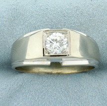 Mens 1ct Diamond Solitaire Ring in 14K White Gold - £3,919.63 GBP