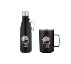 &quot;Real Men Pray&quot; Black Insulated Coffee Mug &amp; Water Bottle Set Catholic - £23.97 GBP