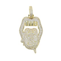 Hot sale Hip Hop Drip Dollar Lip Necklace Jewelry Iced Out Bling CZ Cubic Zircon - £38.70 GBP