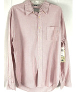 Men&#39;s Rewire Shirt Medium Long Sleeve Red White Stripe Cotton Button Front - $34.87 CAD