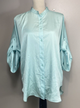 Lauren Ralph Lauren Solid Mint Sheer Short Sleeve Shirt Women&#39;s Size Medium - £13.15 GBP