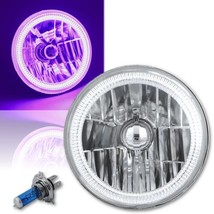 7&quot; H6024/6014 Halogen Purple COB LED Halo Ring H4 Light Bulb Angel Eye Headlight - £59.91 GBP