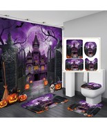 Halloween Set with Non-Slip Rug, Toilet Lid Cover and Bath Purple Halloween - $52.96 CAD