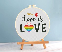 Love cross stitch wedding pattern pdf - Gay wedding embroidery cross sti... - $3.49