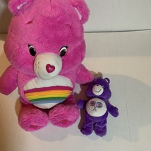 2 Care Bear 20 inch and 9 inch Purple and Pink Plush #18-0234 - £22.90 GBP