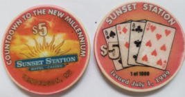 Sunset Station Countdown to  New Millenium Jul 1 1999 - 1 of 1000 $5 Casino Chip - $7.95