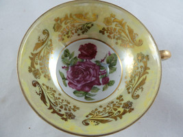 Vintage Royal Sealy China Yellow Gold &amp; Roses Teacup And Saucer With Gol... - $13.85