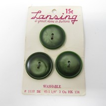 Lansing Round 1 1/8 in size 45 green Buttons 3 on Card - £3.78 GBP