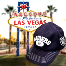 NFL Team Apparel Oakland Las Vegas Raiders Football Black Topstitch Baseball Cap - £31.96 GBP