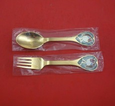 Christmas by A. Michelsen Sterling Silver Fork and Spoon Set 2pc 1981 Red Robin - £224.52 GBP