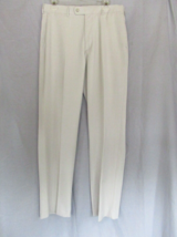 Perry Ellis Portfolio dress pants 32/32 beige flat front straight leg - £13.04 GBP