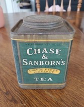 Early Chase &amp; Sanborn Green Label Orange Pekoe Tea Tin W/ Paper Label Nice - $32.48