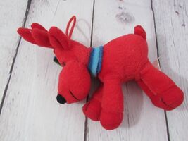 Russ small plush Christmas red reindeer striped scarf ornament hanging loop - $6.99