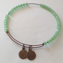 Alex And Ani Bangle Mantis Beaded Bracelet Copper Peridot Faceted Patina Energy - £11.85 GBP