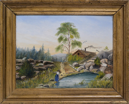 Scandinavian Landscape Lonely Farm in Mountains early 20th century Oil Painting - £120.27 GBP