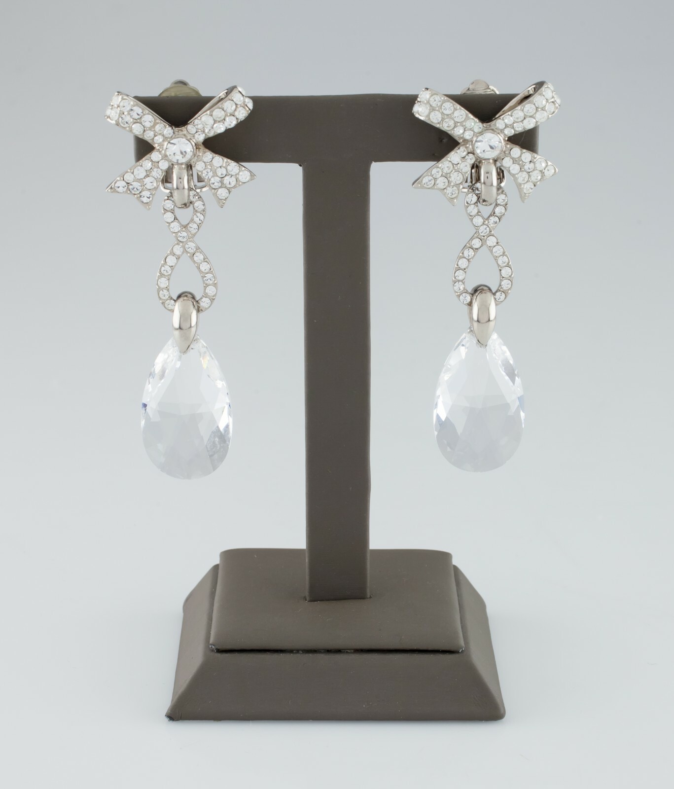 Dior Crystal and Metal Costume Dangle Clip-On Earrings Gorgeous - $641.21