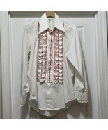 VTG 70s AFTER SIX Pink Ruffles Tuxedo Dress Shirt Ruffled Cuffs Mens 16 ... - $91.82 CAD