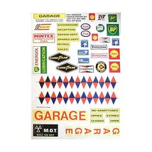 MODEL GARAGE STICKER SET 39 ASSORTED POSTERS SIGNS INCLUDING ESSO, SHELL... - $21.00