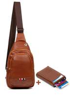 Adelina Unisex Tobacco Crossbody Chest And Shoulder Bag And Card Holder With Mec - $50.00