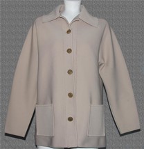VTG Hedy Knits of California Scalloped Borders Taupe Metal Buttons Jacke... - $28.99