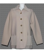 VTG Hedy Knits of California Scalloped Borders Taupe Metal Buttons Jacke... - €24,81 EUR