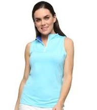 NWT BELYN KEY Frost Aqua Cobalt Blue Reversible Sleeveless Golf Shirt XS S M &amp; L - £36.53 GBP