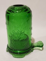 Vtg Mosser Glass Emerald Green Fairy Candle Lamp With Handle Holly Berry... - $74.25