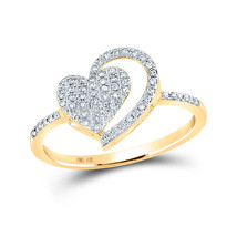 10kt Yellow Gold Womens Round Diamond Heart Ring 1/5 Cttw - £282.23 GBP