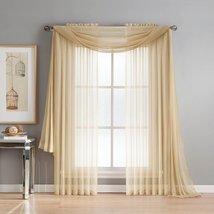 Window Elements Solid Voile Sheer Ex. Wide 54x84 Rod Pocket Curtain Panel Beige  - £15.97 GBP