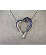 Womens Vintage Estate Sterling Silver CZ Heart Pendant W/ Necklace 11.4g... - €64,48 EUR
