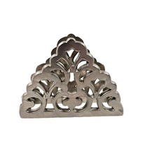 Vintage Pewter Napkin Holder Intricate Cut Out Design Silver Finish Tabl... - $15.84