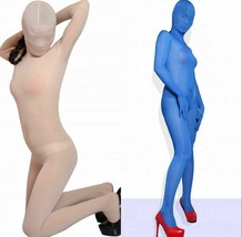 Unisex Shiny Ice Silk Catsuit 2 way Zippers Full Bodystocking With Hood &amp; gloves - £20.25 GBP