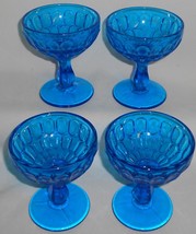 Set (4) Fenton COLONIAL BLUE THUMBPRINT PATTERN Sherbets or Champagnes - $49.49