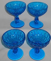 Set (4) Fenton COLONIAL BLUE THUMBPRINT PATTERN Sherbets or Champagnes - £39.21 GBP