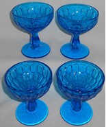 Set (4) Fenton COLONIAL BLUE THUMBPRINT PATTERN Sherbets or Champagnes - £38.78 GBP