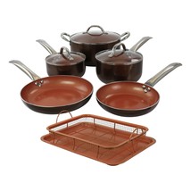 Copper Pan Cooking Excellence 10 Piece Nonstick Cookware Set in Copper - $141.99