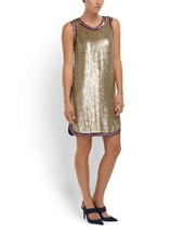 Cynthia Rowley  Metallic Sequin Mini Dress $398 NWT  S  2  Solid Gold Flapper - £23.92 GBP