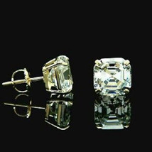 4.00 Ct Asscher Cut Diamond Stud Earrings For Women&#39;s Solid 14K Yellow G... - £60.16 GBP